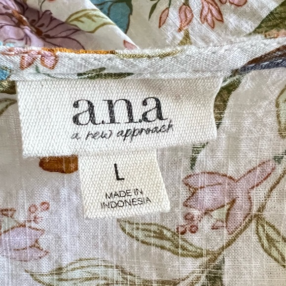 ANA A New Approach Boho Peasant Top Retro Multicolor Floral Blouse Size Large - Picture 7 of 13